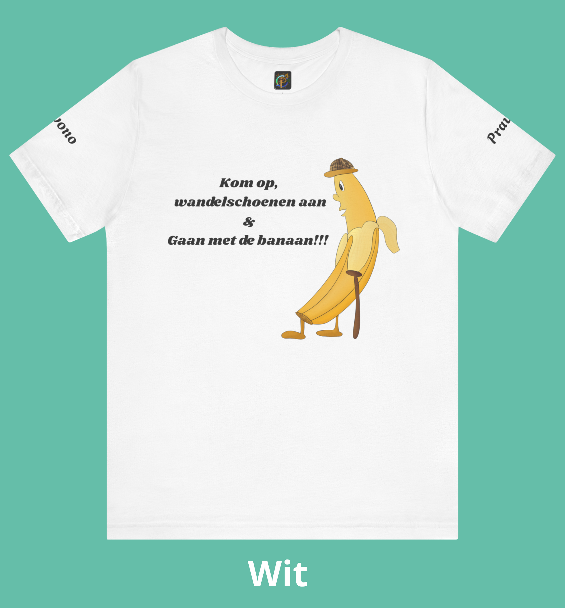 Lichte kleuren Unisex Wandel T shirt Banaan- Gaan met de banaan!