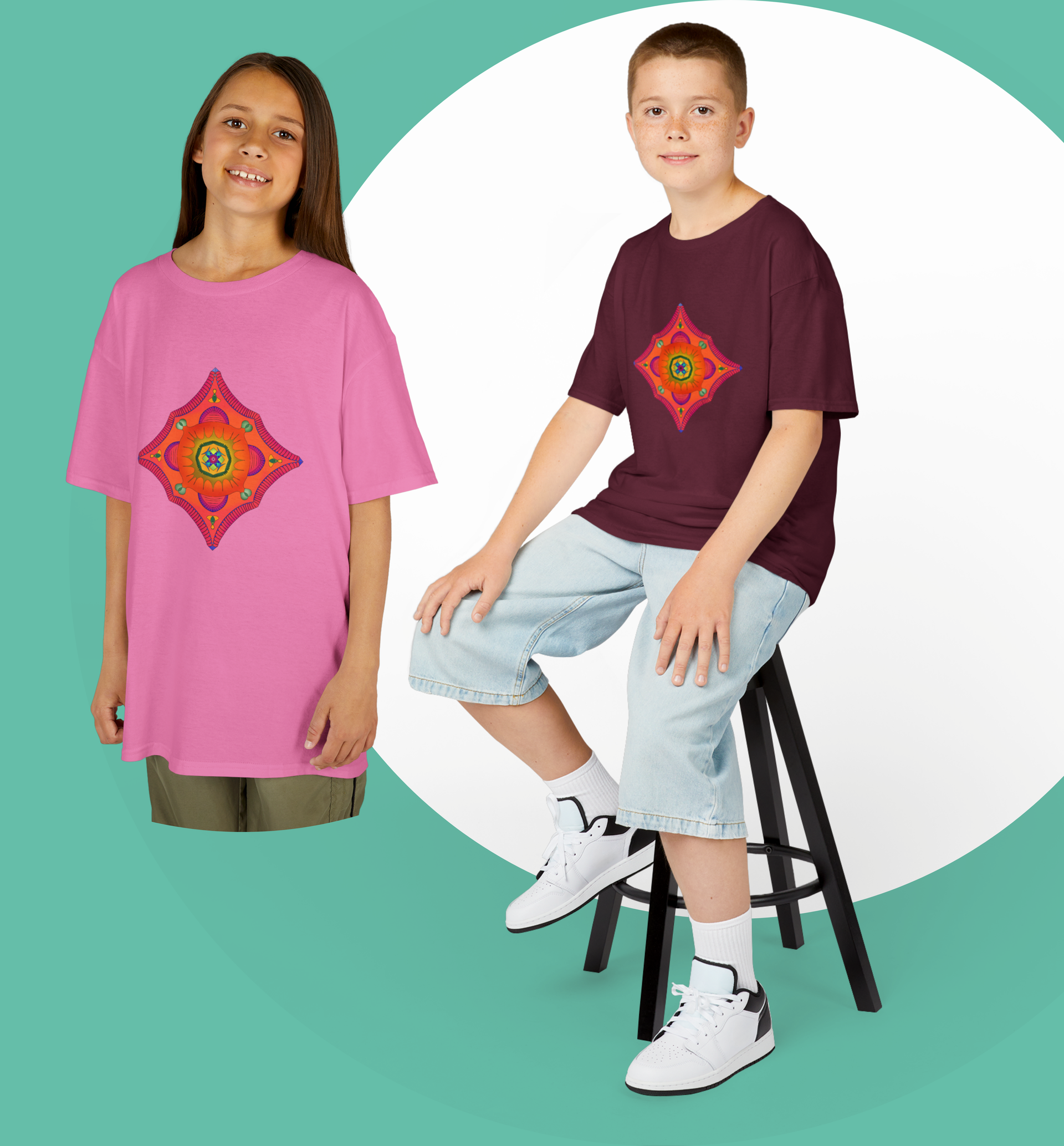 Kleurenfeest Mandala T-shirt | Comfortabel voor Kids
