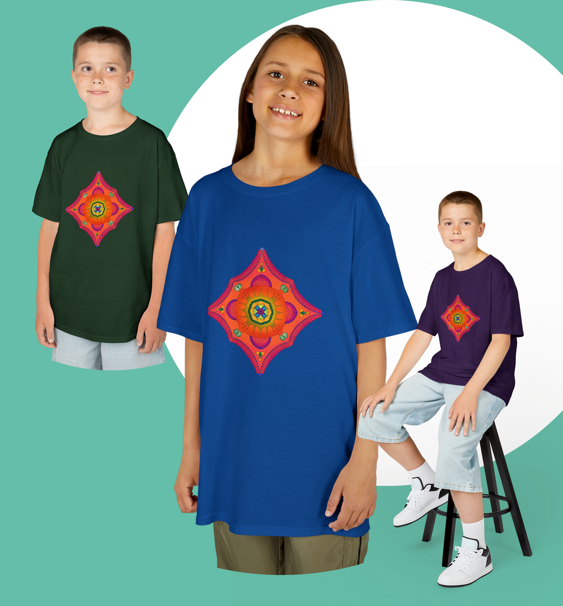 Kleurenfeest Mandala T-shirt | Comfortabel voor Kids