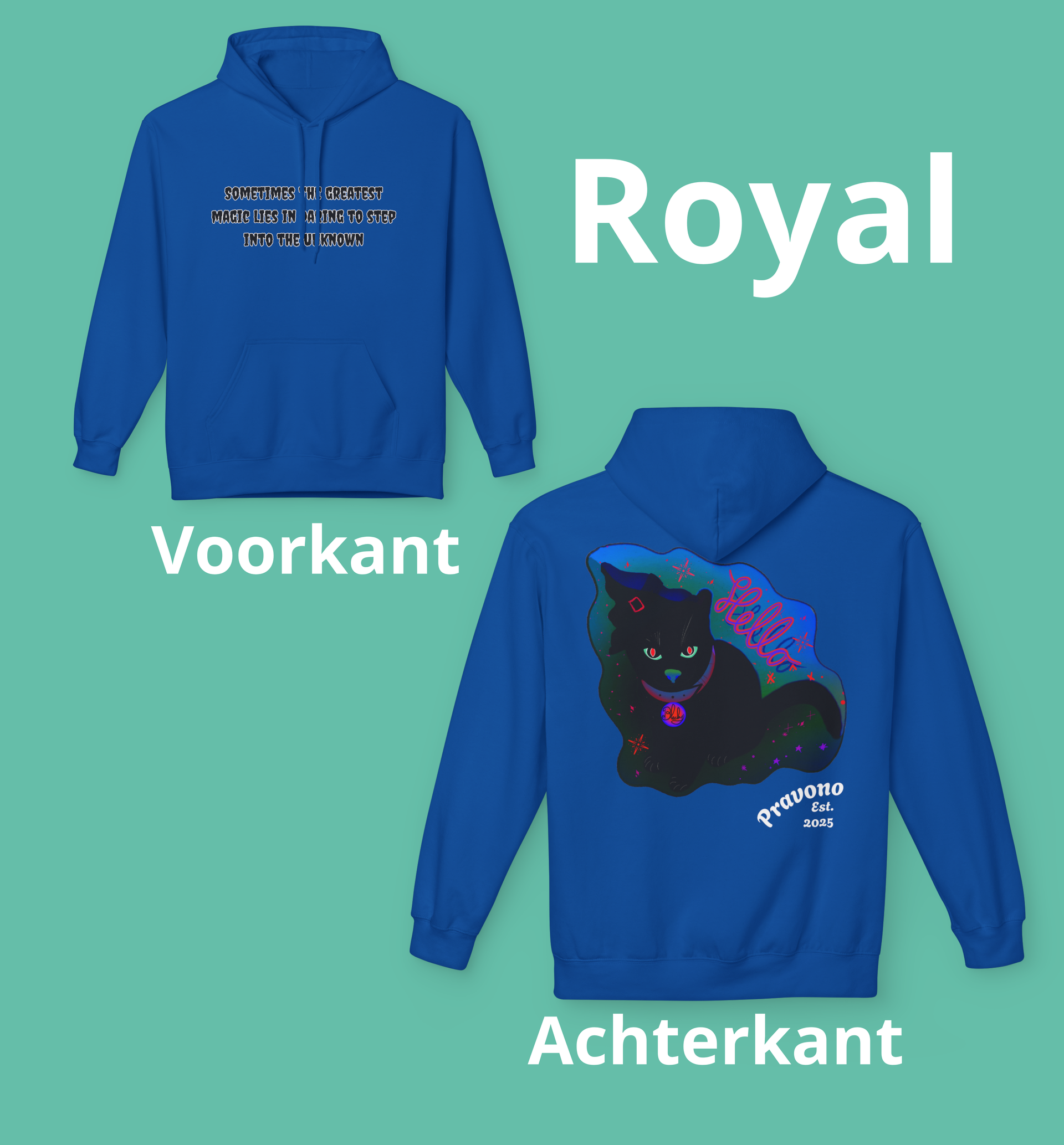 De magische kat hoody 02: een cozy stijl voor avontuurlijke zielen.