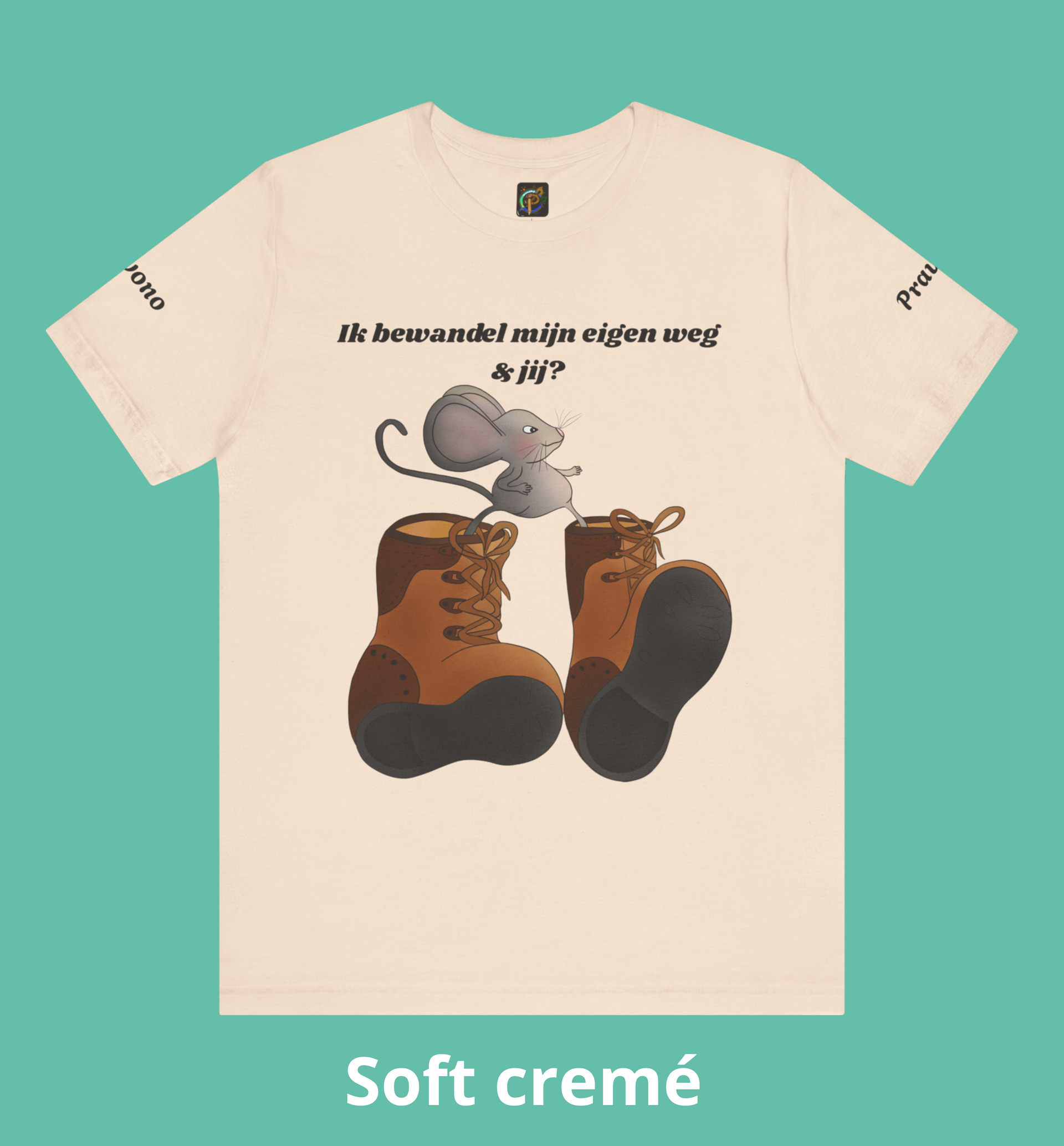 Unisex Wandel T shirt - Muis die zijn eigen weg bewandeld! lichte kleur!
