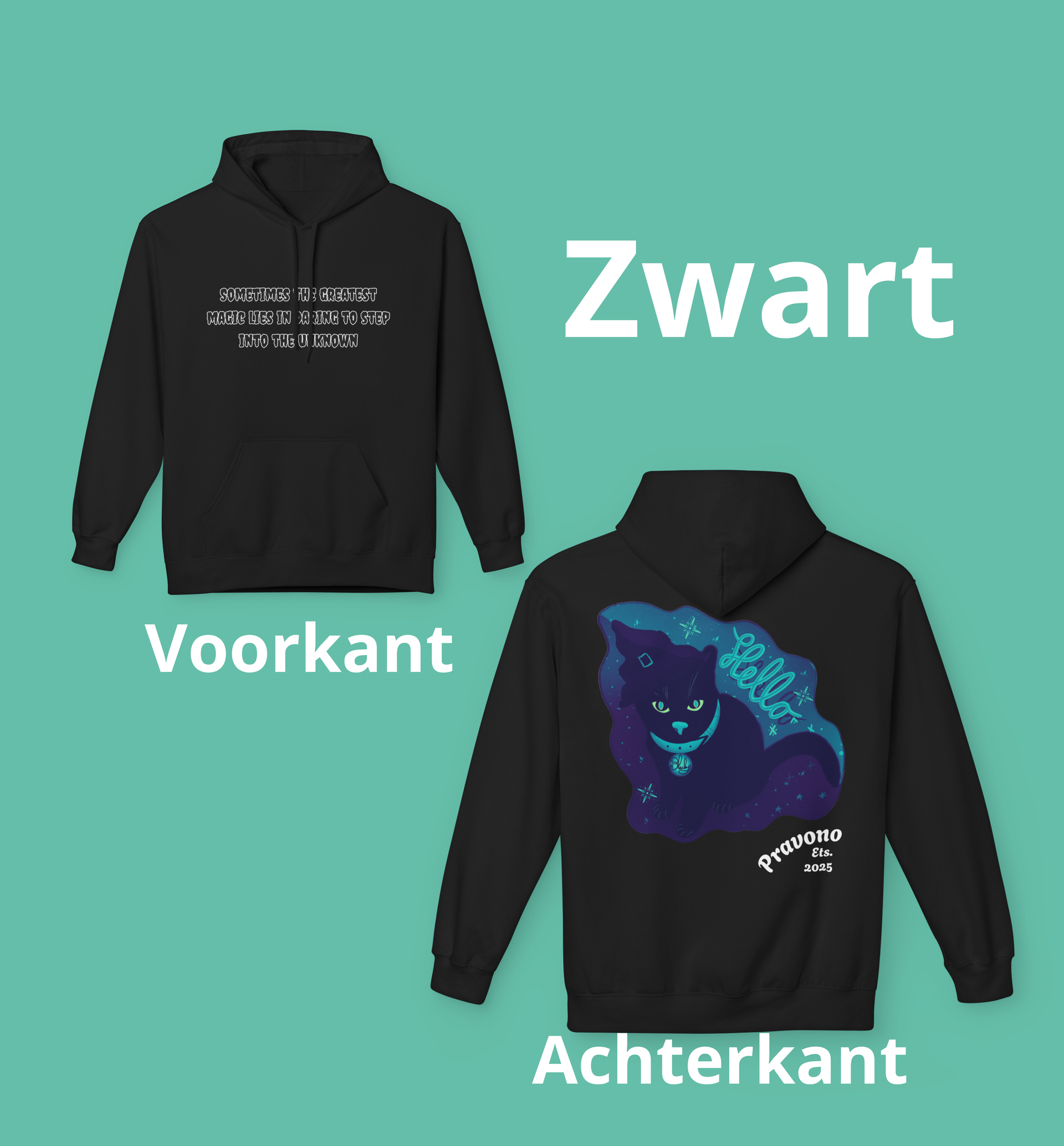 De magische Kat Hoody 01; Durf de sprong te wagen in warmte en stijl.