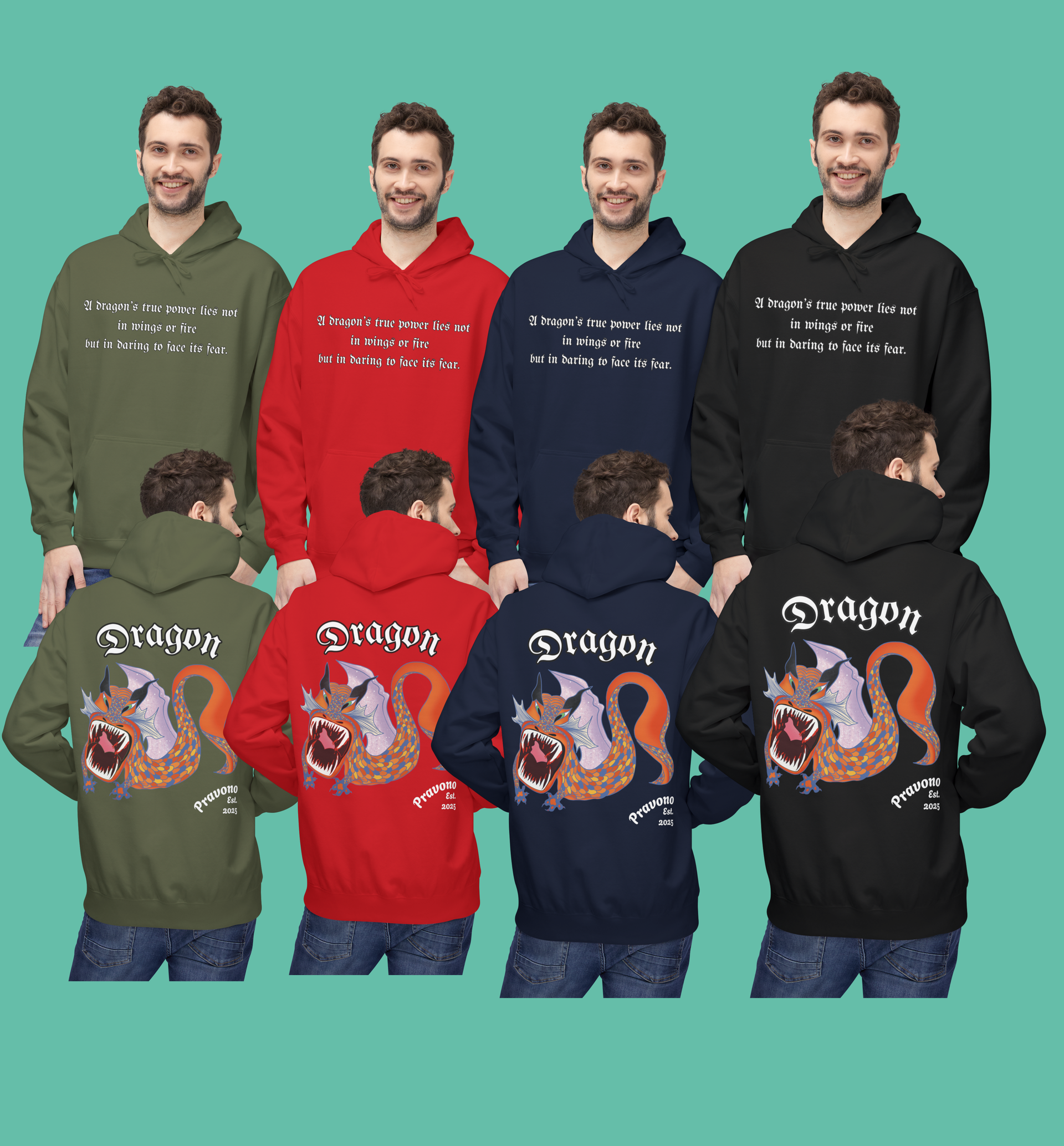 Fantasy Draak Hoodie met krachtige drakenquote