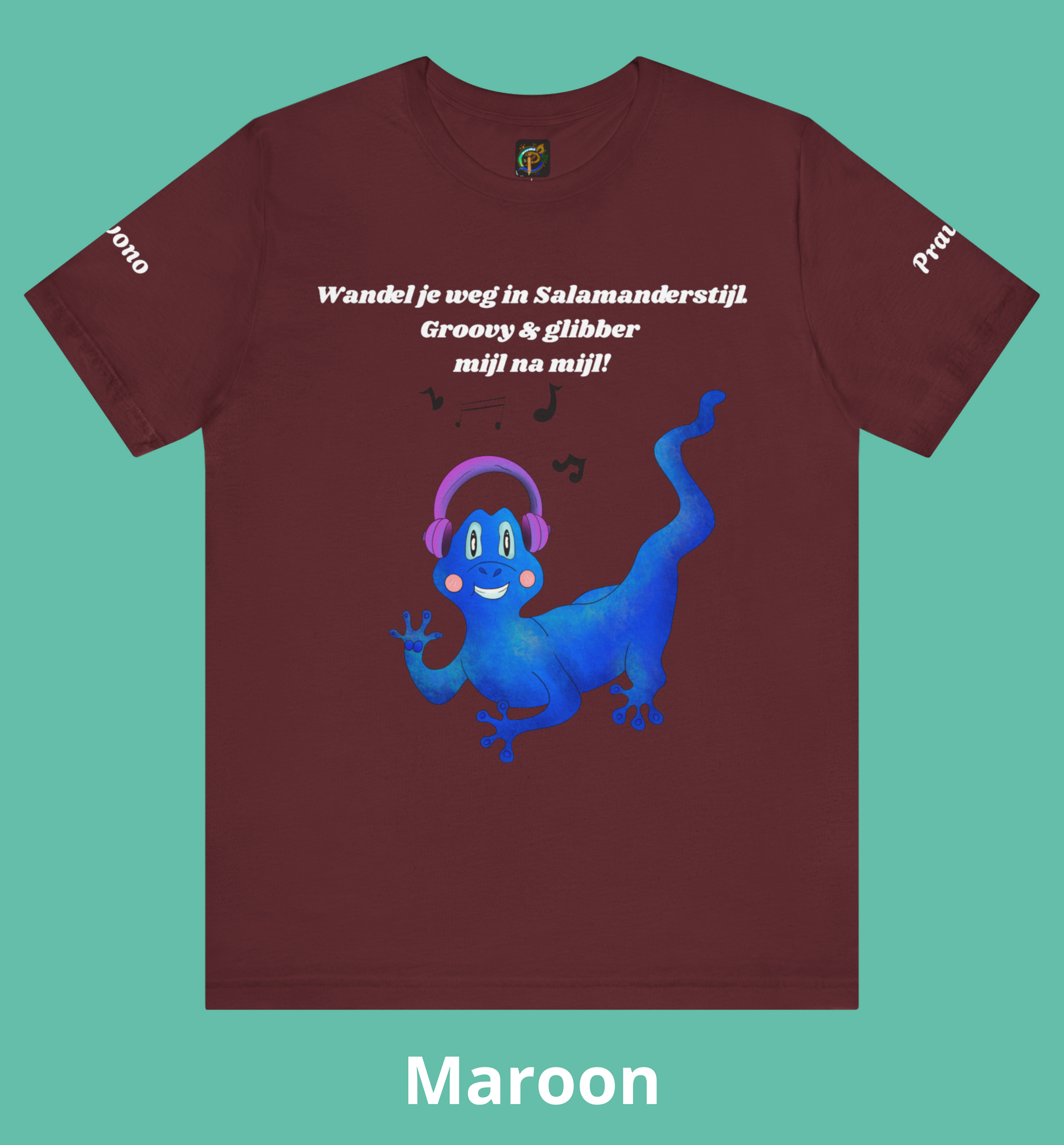Unisex T-Shirt met Coole Salamander die Muziek Luistert – Comfortabel Graphic Tee Kleur