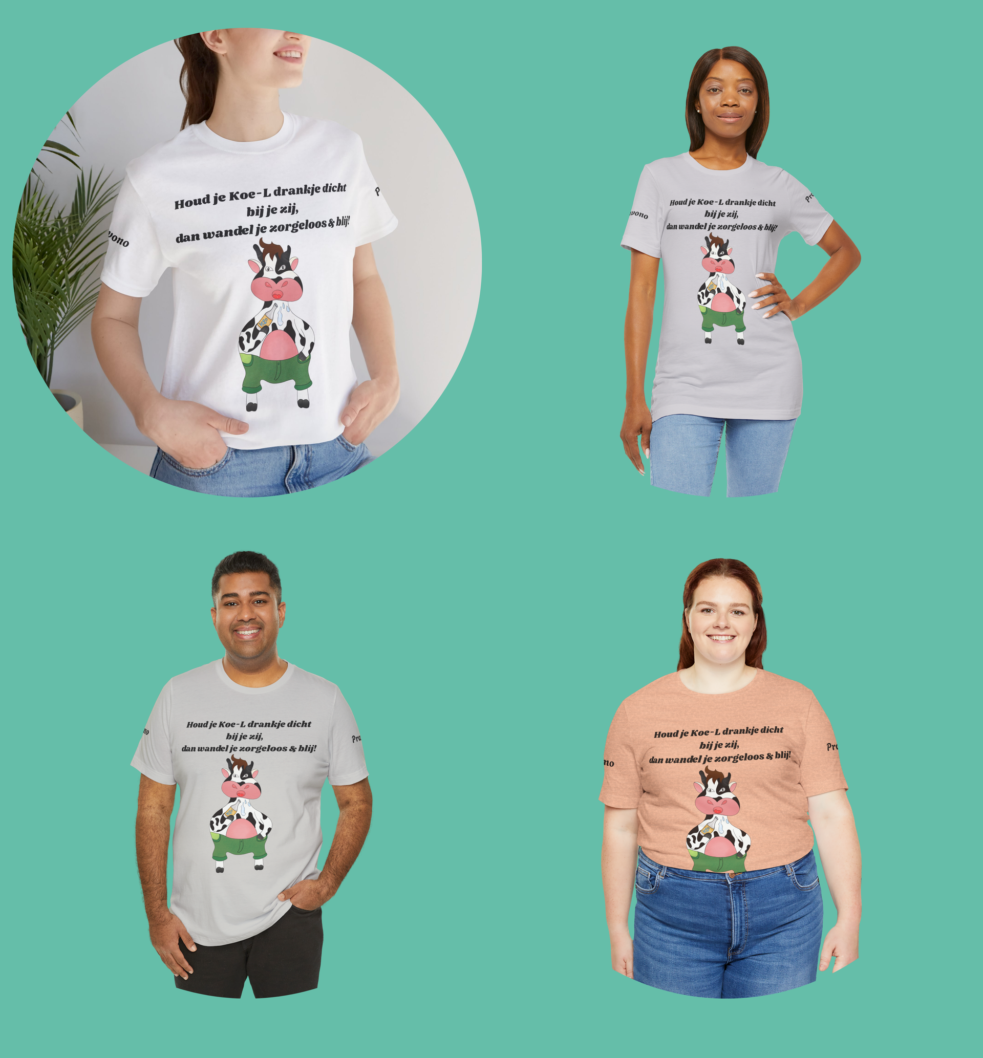 Unisex Zomer/Wandel T shirt Koe- L Drankje!