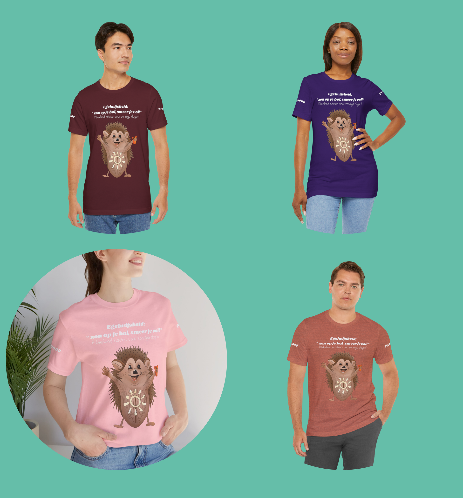 Titel : Unisex Egel Tshirt met zonnebrand