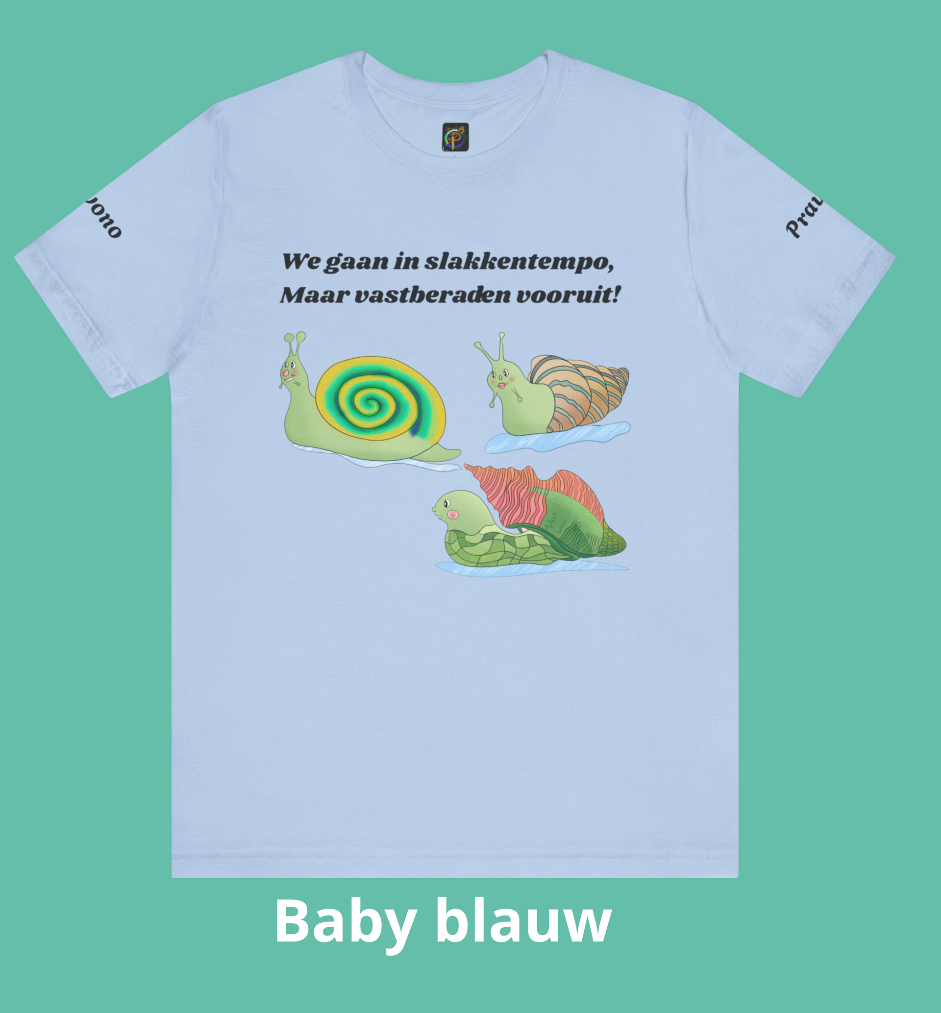 Unisex Wandel t-shirt voor wie in slakkentempo toch vooruitgaat. Lichte kleuren.