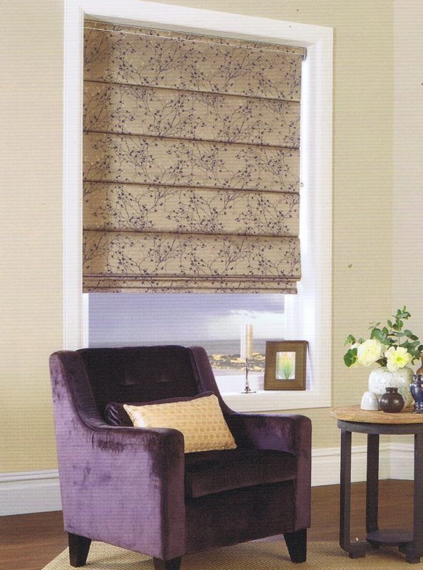 Roman Shade Window Treatment in Beige Floral Pattern — Abundance Blinds In Tuggerah, NSW