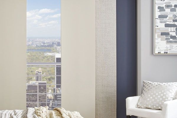 Panel Blinds With Beige and Textured Panels — Abundance Blinds In Charmhaven, NSW