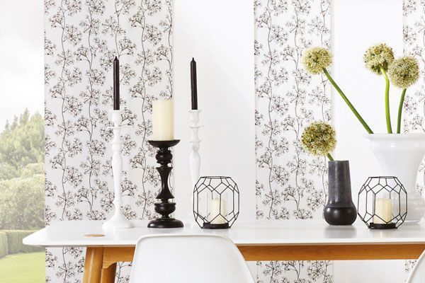 Table With Candles, Vases, and Floral Wallpaper — Abundance Blinds In Charmhaven, NS