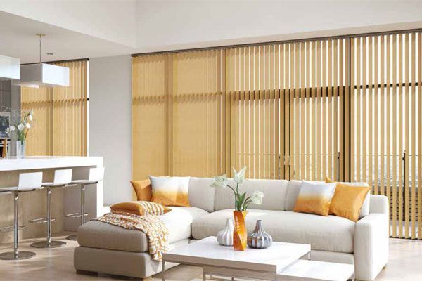 Living Room With Vertical Blinds — Abundance Blinds In Charmhaven, NSW