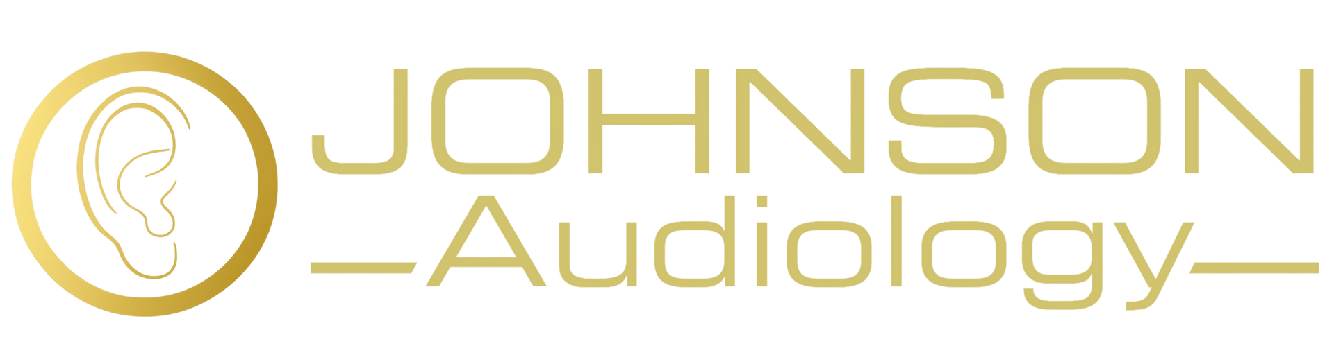 A logo for johnson audiology with a gold circle