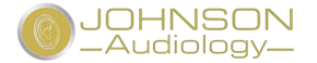 A logo for johnson audiology with a gold circle