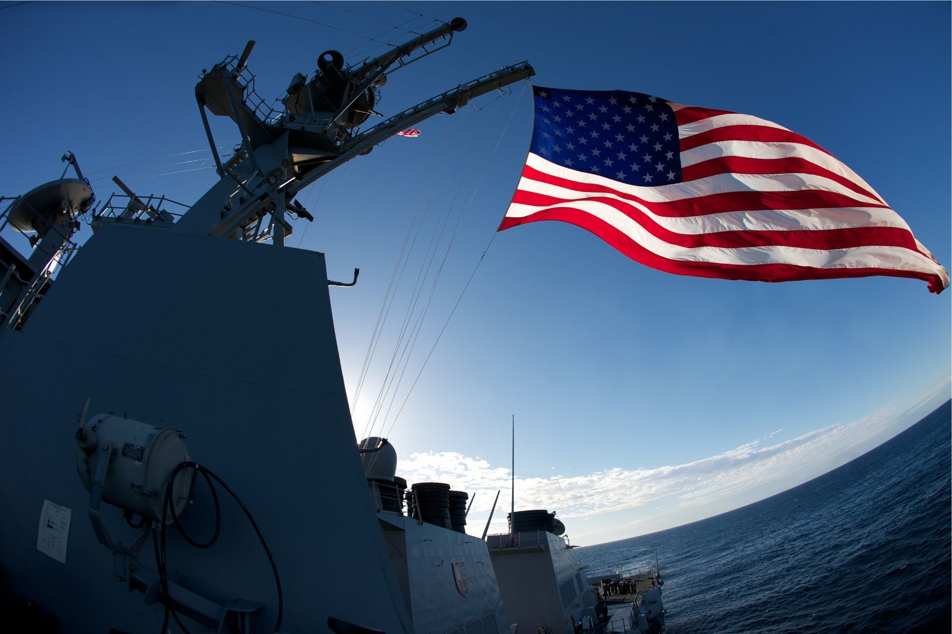 U.S. flag on a Navy ship