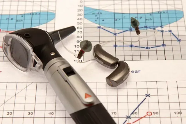 A pair of hearing aids sitting on top of a graph