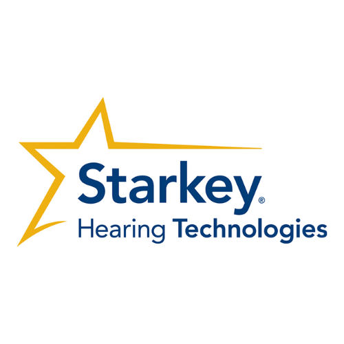 The logo for starkey hearing technologies has a star on it.