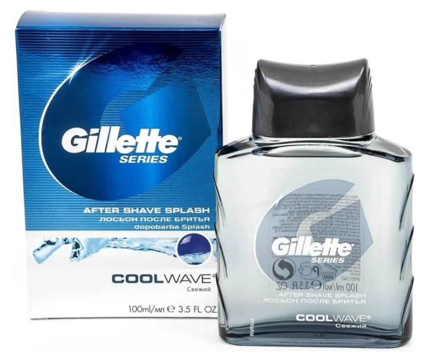 Una botella de loción para después del afeitado Gillette Series Coolwave