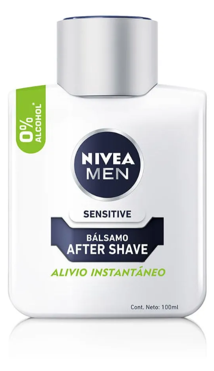 Una botella de loción para después del afeitado Nivea Men Sensitive