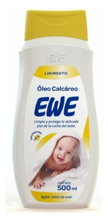 Una botella de loción para ovejas con un bebé en la etiqueta.