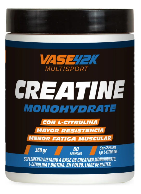 Un frasco de monohidrato de creatina multideporte vase42k