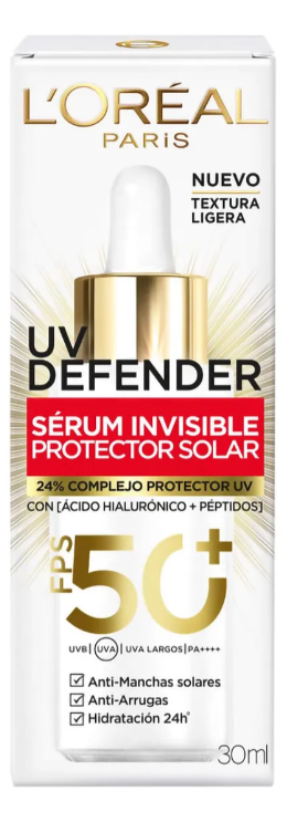 Una caja de suero protector solar invisible UV Defender de L'Oréal Paris.