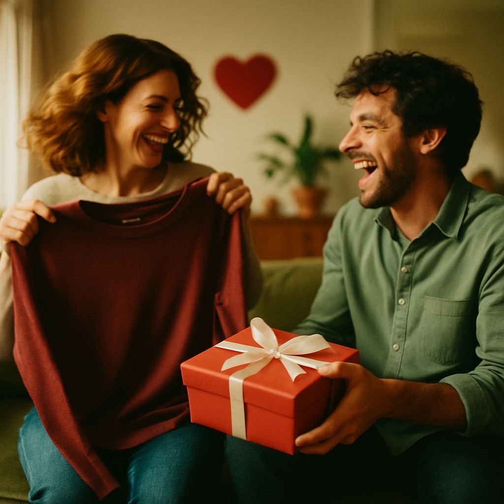 Casal trocando roupas como gesto de carinho