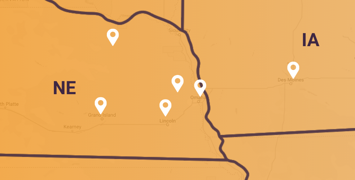 A map showing pickup locations in topeka lawrence olathe ks and kansas city mo