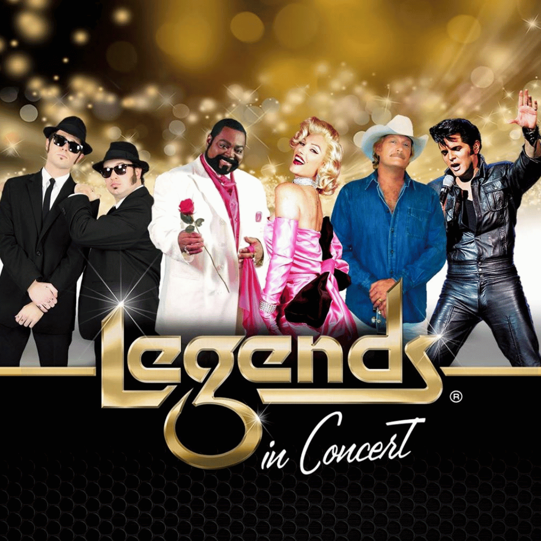 Legends in Concert show logo featuring celebrity impersonators in concert.