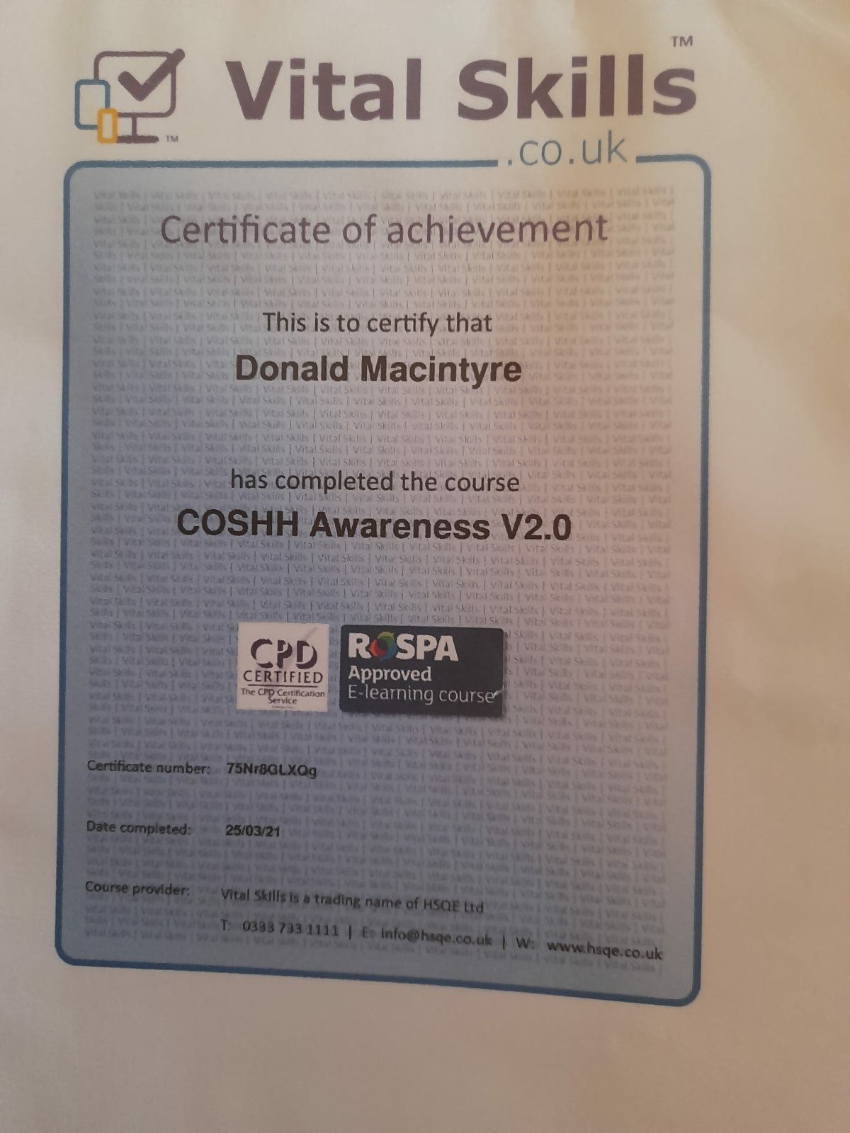 COSHH Awareness V2.0