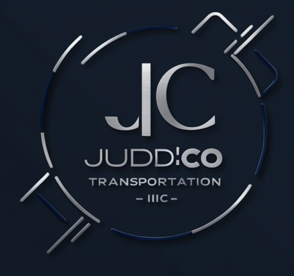 A logo for judd co transportation is shown on a dark background