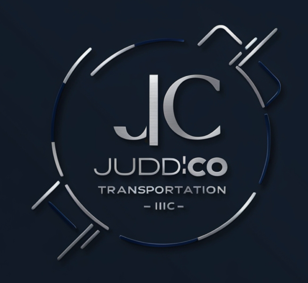 A logo for judd co transportation is shown on a dark blue background