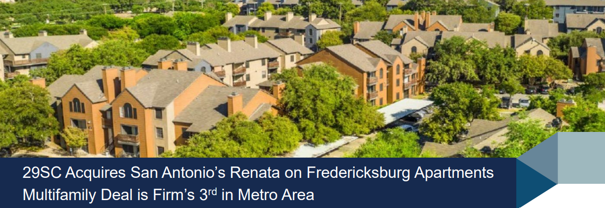 29SC Acquires San Antonio’s Renata on Fredericksburg Apartments