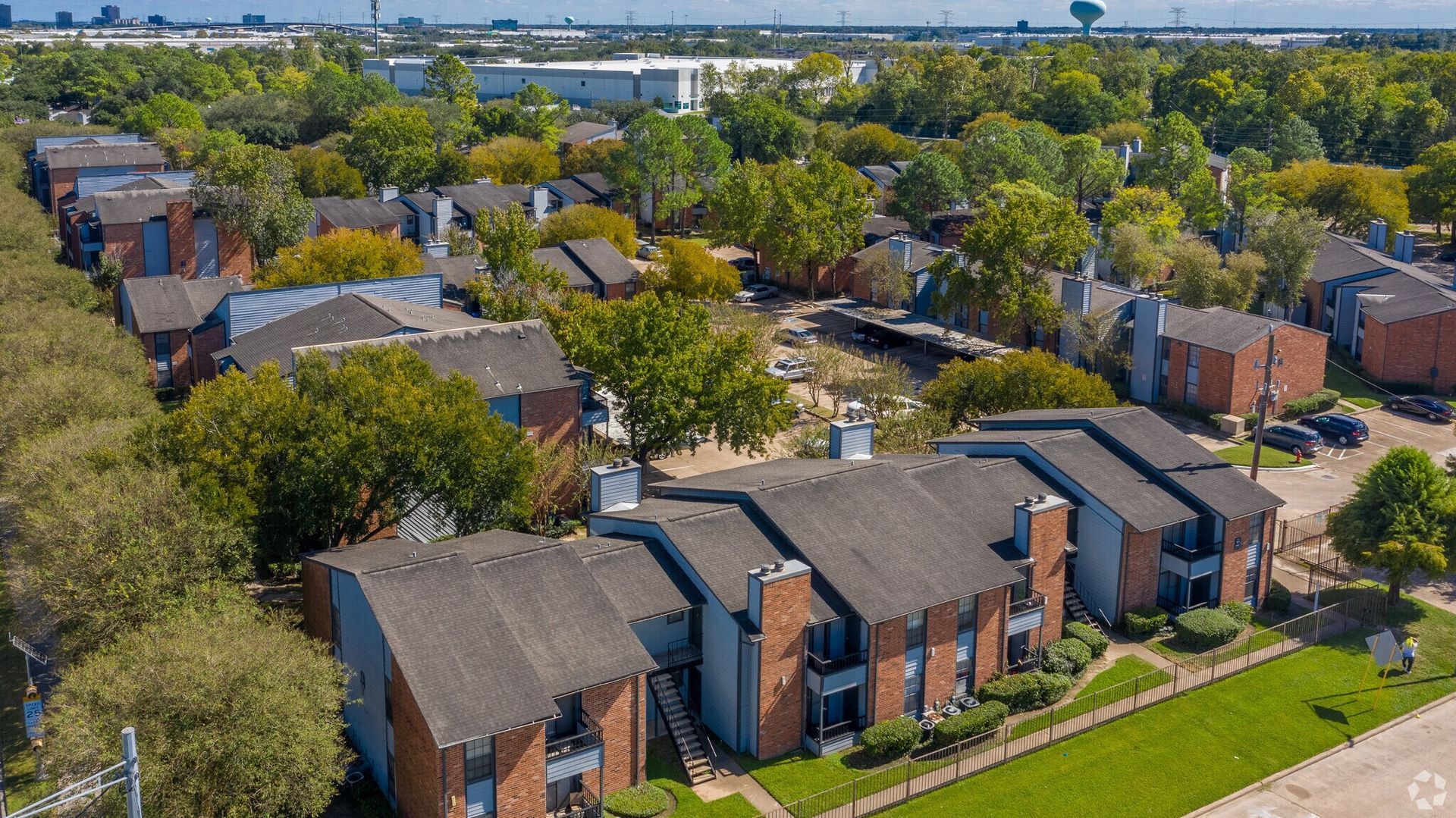 Aerial shot of apartment.