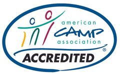 American Camp Association (ACA) Accredited logo with a stylized graphic of three figures and the text 