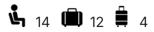 icons for 3 people 2 bags and 2 suitcases