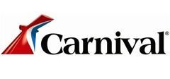 A carnival cruise line logo with a red , white and blue arrow.