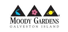 A logo for moody gardens galveston island