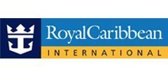 The royal caribbean international logo is blue and yellow.