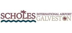 The logo for scholes international airport galveston is shown on a white background.