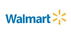 The walmart logo is blue and yellow with a yellow star.
