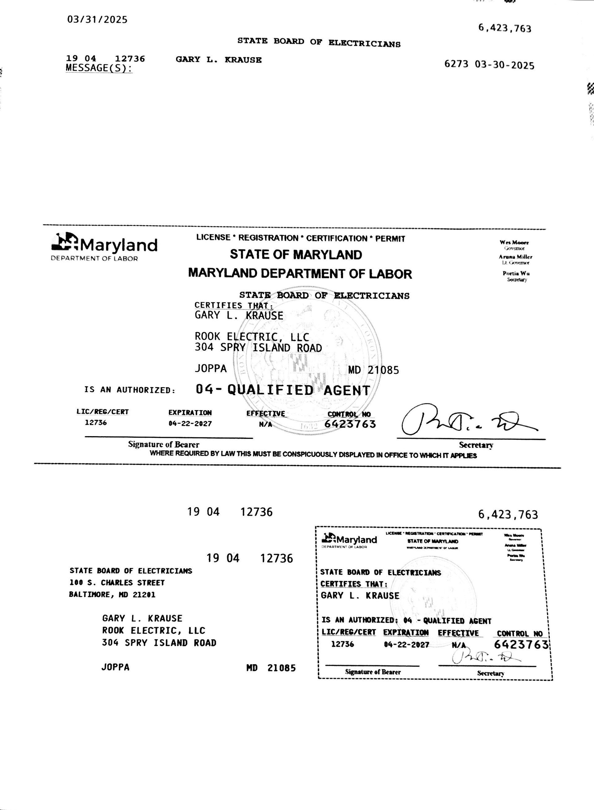 Master Elecctrician License