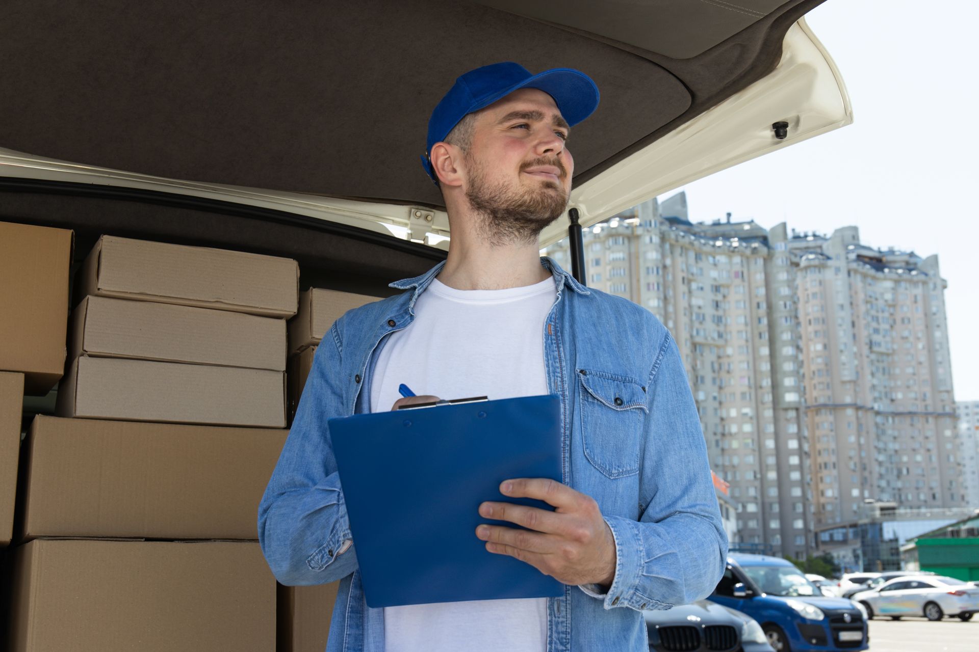 amazon delivery driver with checklist for packages in apple valley, mn