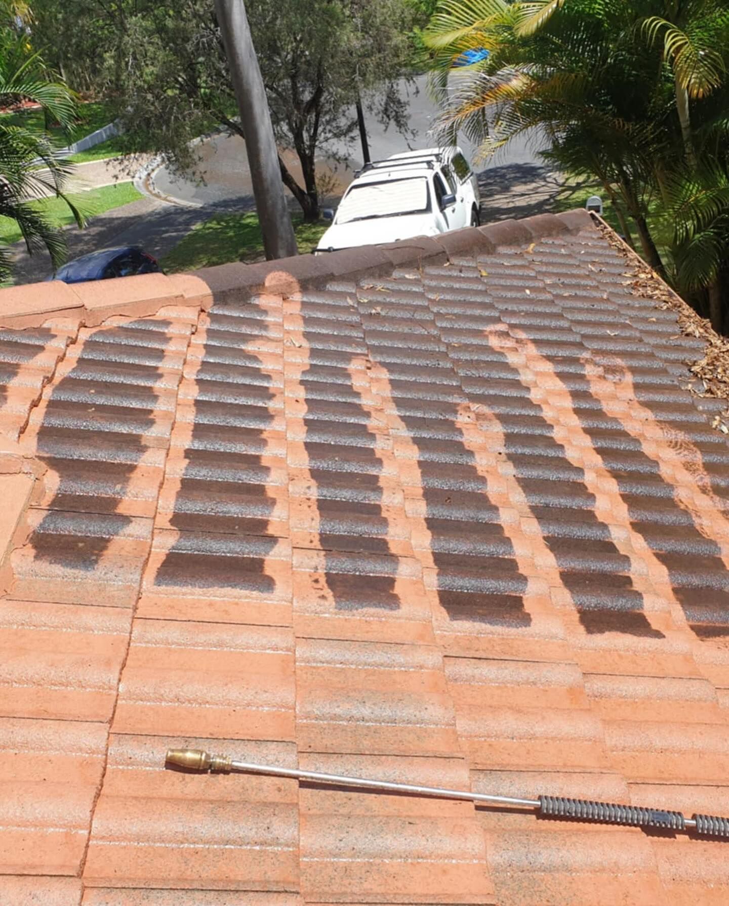 A Roof Is Being Prepped To Be Painted — Magic Wand Roof Restoration & Painting in Mermaid Beach, QLD