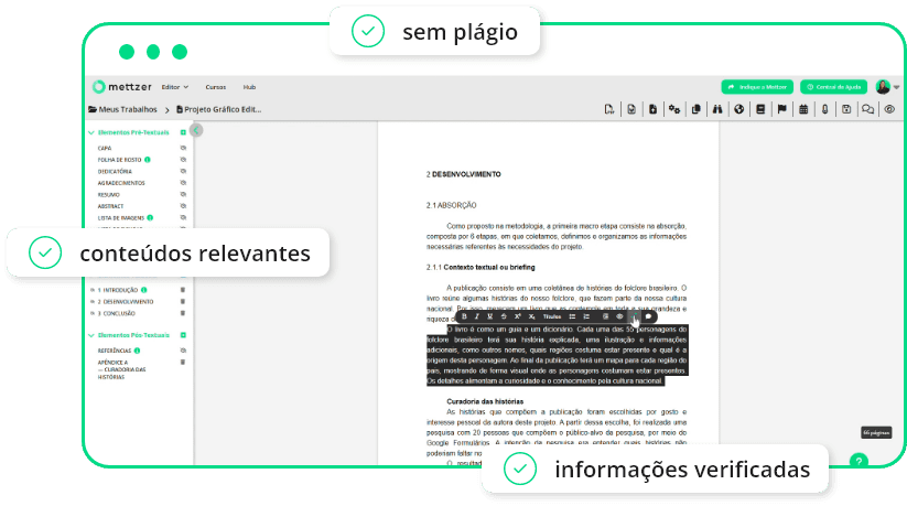Inteligência Artificial da Mettzer: assistente para otimização de textos acadêmicos, formatação e organização de documentos
