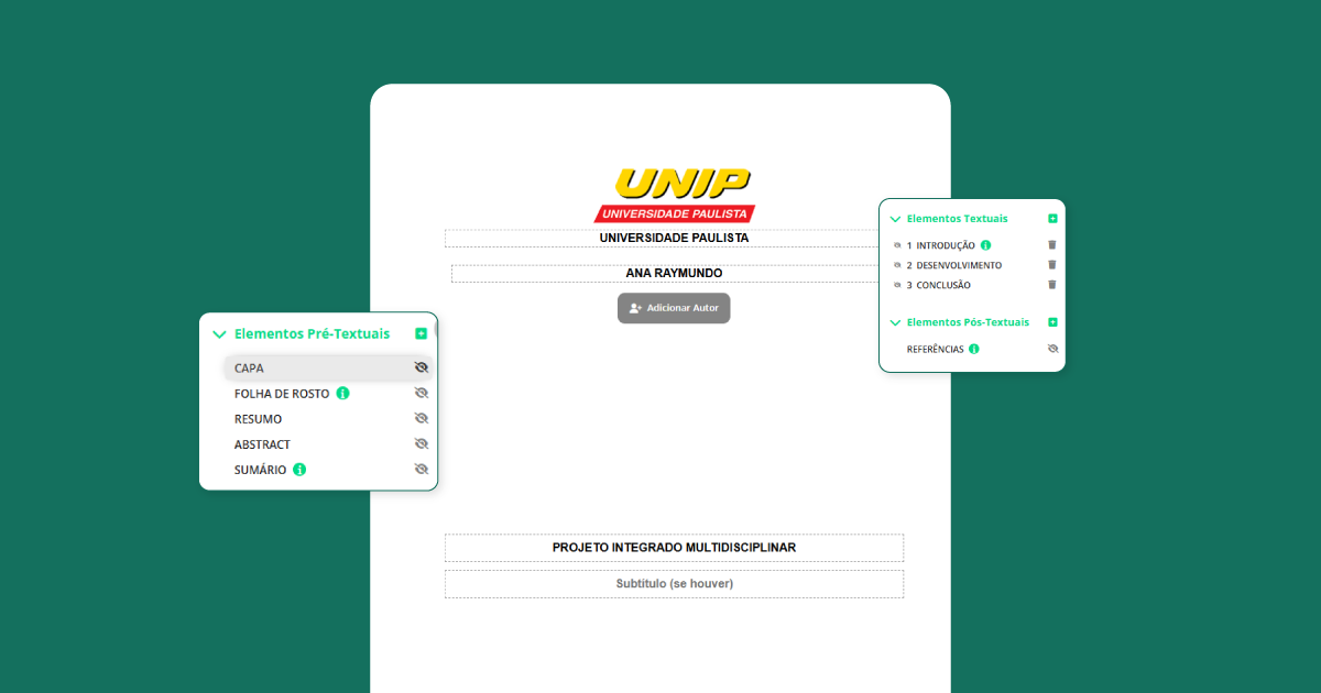 Modelo de Projeto Integrado Multidisciplinar (PIM) com formatação ABNT para cursos superiores