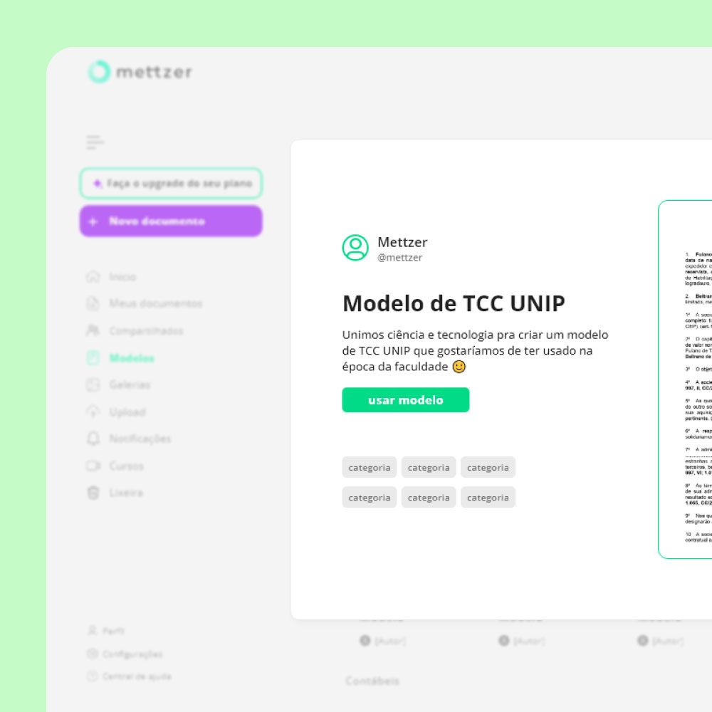 Templates Mettzer: prontos e personalizáveis para TCCs, documentos acadêmicos e profissionais, otimizados por área