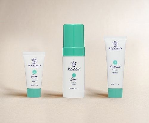 Three Bottles Of Skincare Products Are Lined Up On A Table — Mackay Skin Clinic In North Mackay, QLD