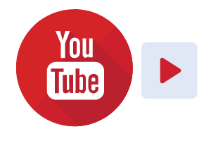 YouTube logo beside a red play button icon on a light background