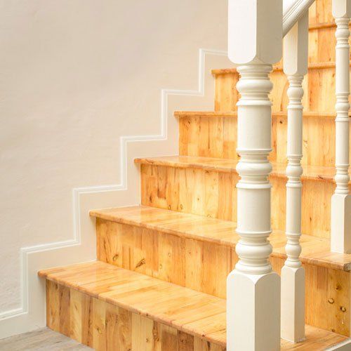 Interior - wood stairs and handrail; Shutterstock ID 132700226; PO: N/A; Job: BULK; Client: N/A; Other: BULK