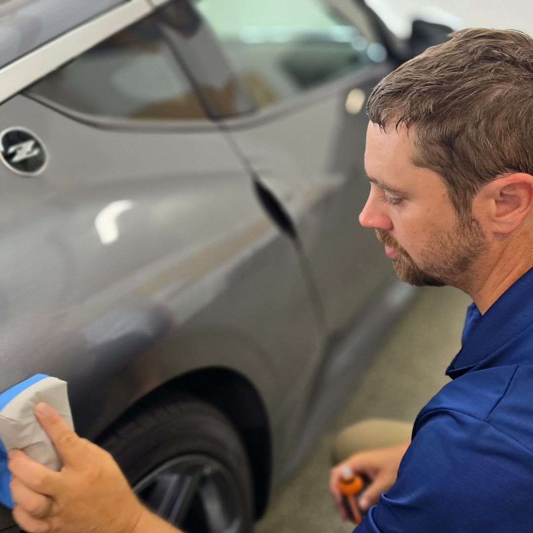 Ceramic coating application on a Nissan sedan